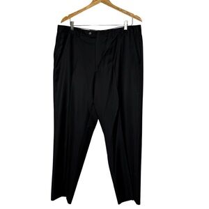 Santorelli Luxury Serge Romeo Black Dress Pants Virgin Wool Front Pleat Sz 38X27